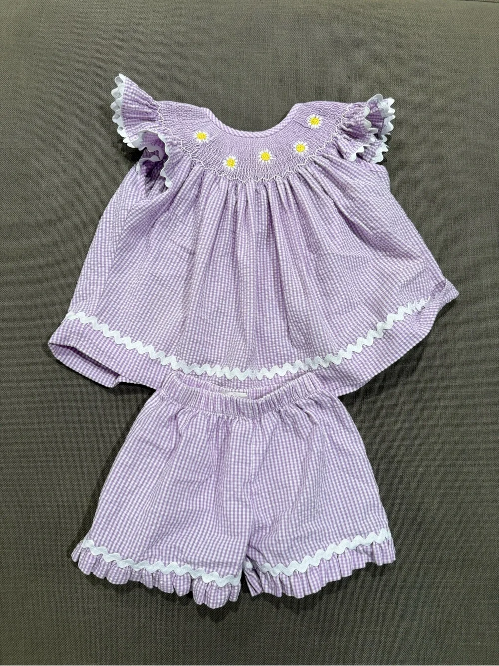 Stitchy Fish Lavender Seersucker Dress - Lavender
